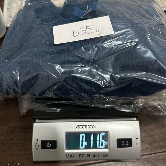 George V-Neck Pullover Sweater Blue Cove Sz Large Cotton Blend Knit Preppy - Picture 10 of 10